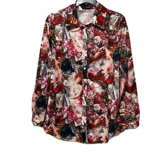 PrettyLittleThing, Collared, Button Down, Long Sleeves Top, Multi Colors, Size 4